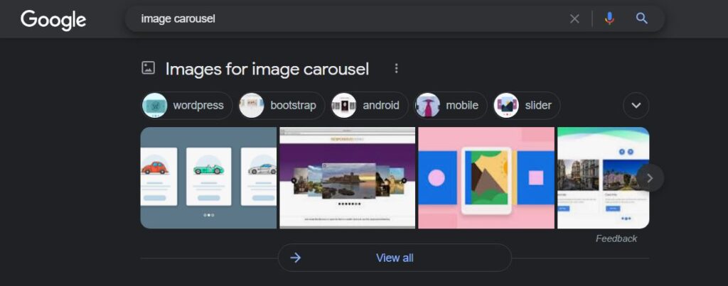 image carousels for rich snippets for seo