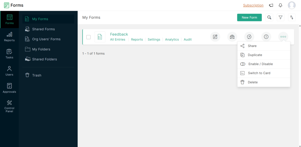 zoho forms front page