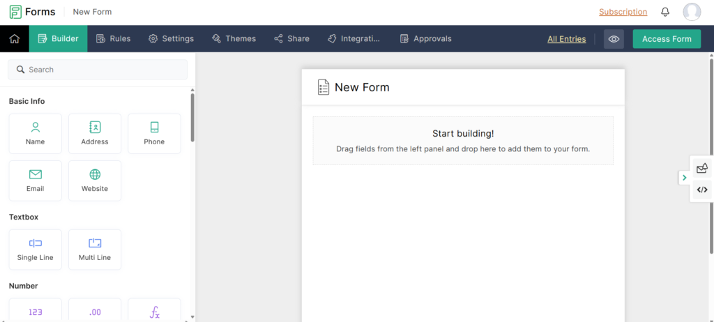 Zoho form builder page build