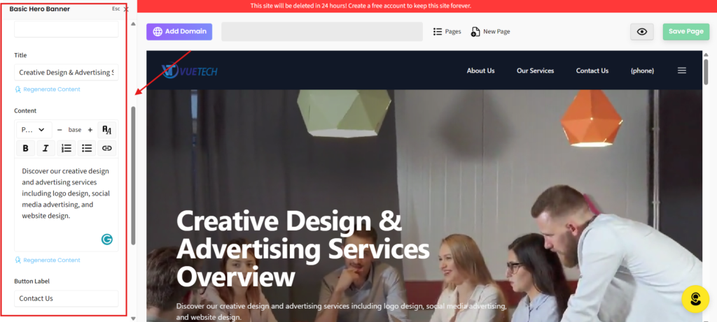 AI Website Builder: Hostinger VS SitesGPT 3